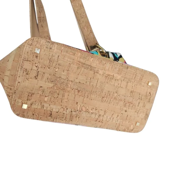 Stuart Weitzman Colorful Patterned Canvas Shoulder Bag Multi-Color - Picture 4 of 9